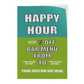 Custom Door Decals Vertical Vinyl Stickers Multiple Sizes Happy Hour Bar Menu Beer Pub Club Restaurant and Food Industrial Luggage & Bumper Stickers for Cars 18x24Inches