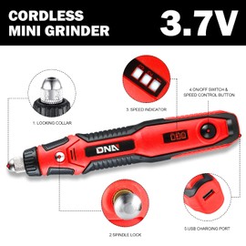 ‎DNA MOTORING TOOLS-00221 Power Rotary Tool Kit, 3.7V Cordless Mini Grinder Multi-Tool Set for Drilling Grinding Polishing Engraving and Cutting,Red
