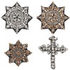 BEUNITONE 4pcs Rhinestone Cross Patches Beaded Sun Patch Crystal Cross
