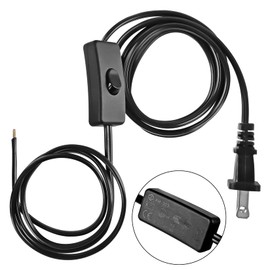 VSEER Lamp Power Cord with On/Off Switch 3A/120V, UL Certified Lamp Wire with Molded Plug, Stripped Ends Ready for Wiring to Replace Damaged Wires,Black (12FT)