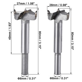 sourcing map Forstner Drill Bit 27 mm 28 mm Diameter Hole Saw Carbide Alloy Steel 2-in-1 Set