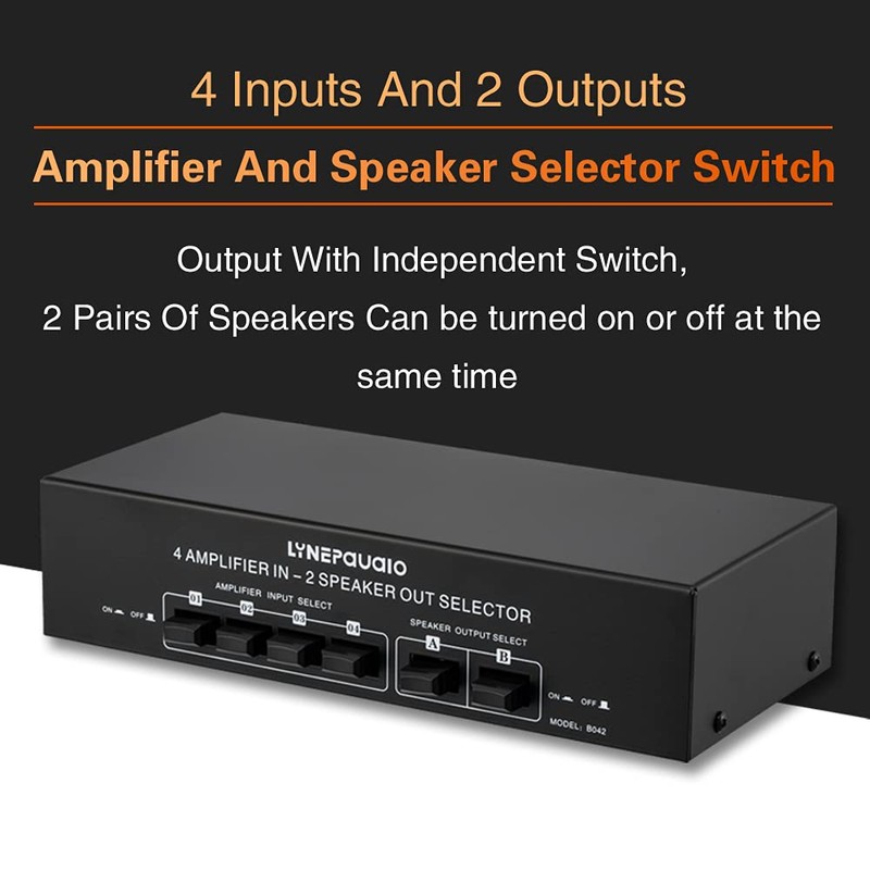 SynoRiver 4 Input 2 Output Power Amplifier and Speaker Switcher