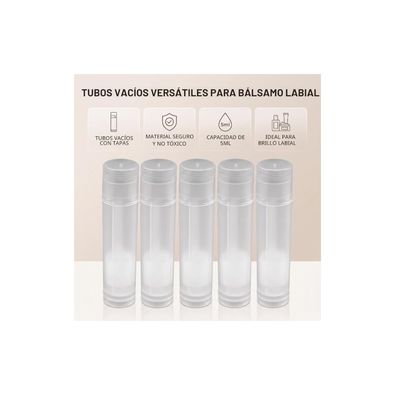 100pcs Transparente Bálsamo Labial Botella, 5ml Portátil Plástico Vacío Brillo