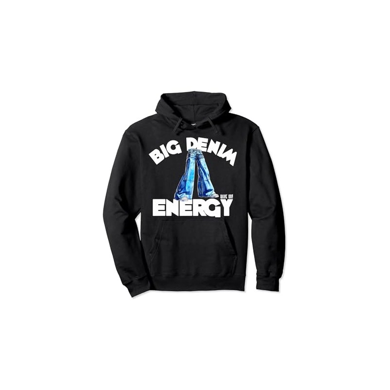 Energy Raver Rave JNCO EDM Denim Pullover Hoodie, black