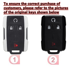 EJOAOJE Smart Key Protective Shell for Chevy Key Fob Cover with Keychain Fits for GMC Chevy Colorado Silverado Suburban Tahoe Silverado Remote Key Vehicle Accessories