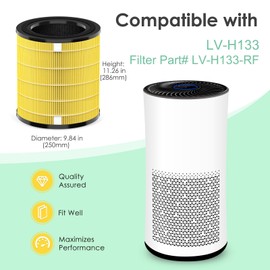 [Pet Care] LV-H133 Replacement Filter Compatible with Levoit LV-H133 Air Purifier, Replacement for LVH133 H133 Meta-Air Tower H13 True HEPA # LV-H133-RF, Yellow 2-Pack