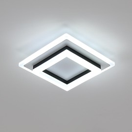 LED Ceiling Light, 24W 2700LM Square Modern Ceiling Lamp, Bright Acrylic Ceiling Lighting Fixture for Office, Bedroom, Living Room, Kitchen, Hallway, Cold White 6500K