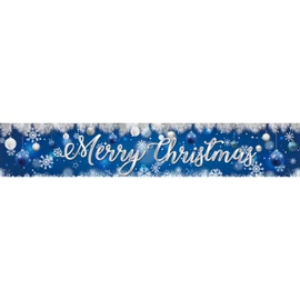 Merry Christmas Banner, Merry Christmas Sign Blue Christmas Decorations, Large Xmas Photo Backdrop Snowflake Banner, Outside Christmas Decorations for Yard Garden Lawn House, Holiday Party Supplies