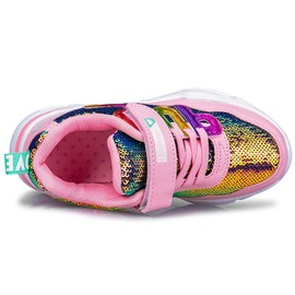 HSNA Girls' Sparkle Scales Trainers Children's Shoes with Velcro Fastening (28-38 EU), Pink, 31 EU