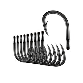 BLUEWING Big Game Live Bait Hooks Heavy Duty Cutting Point Fishing Hooks High Carbon Steel Hooks Extra Sharp Fish Hooks for Freshwater Saltwater Fishing, Size 2/0, 25pcs