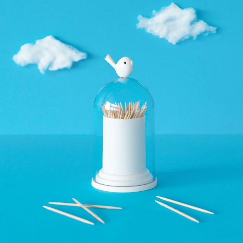 balvi - Birdie Toothpick Container and Cotton Bud Dispenser with