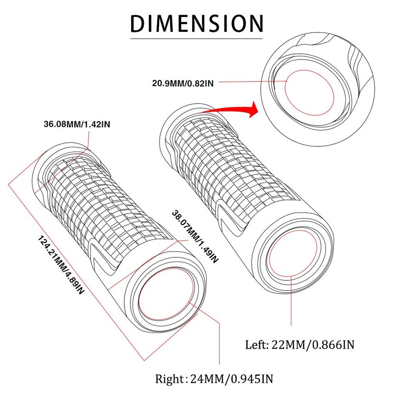 22 mm 7/8 Inch Motorcycle Handlebar Grips Grip Rubber for