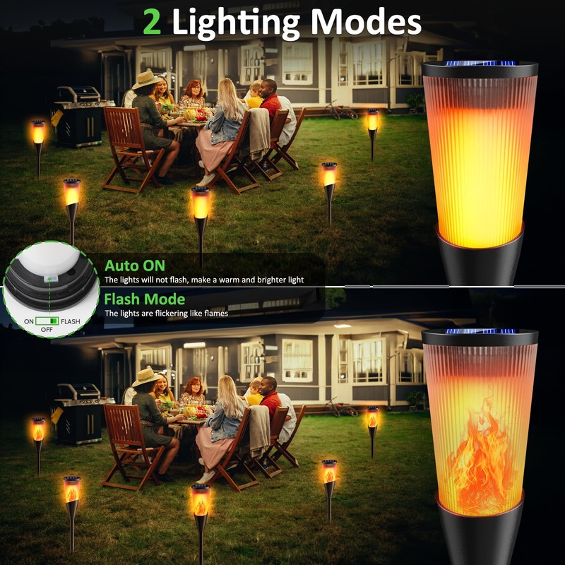 FIFIying Solar Lights Outdoor Garden, Waterproof Auto On-Off Solar Torch