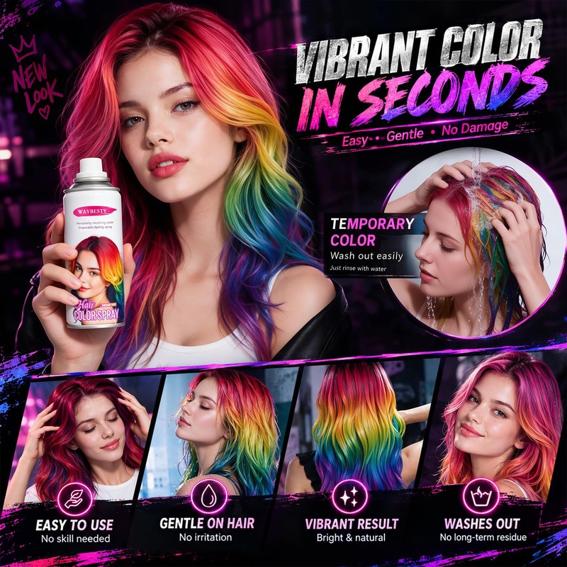 Temporary Red Hair Color Spray for Kids Women Men (Red,