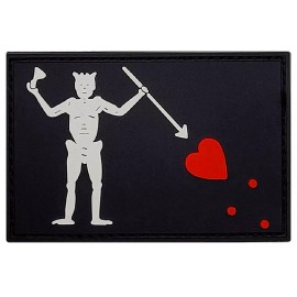 Blackbeard Pirate Flag Edward Patch [PVC Rubber - Hook Backing -3.0 X 2.0 -BP1]