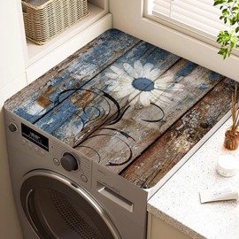 Washing Machine Pad, Non-Slip, 60 x 60 cm, Soft Foam Cushion as Cover for Washing Machine & Dryer, Washing Machine Cover (Flower)