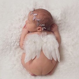 Zixui Angel Wings Headband Baby Newborn Half Birthday Photo Sleeping Art
