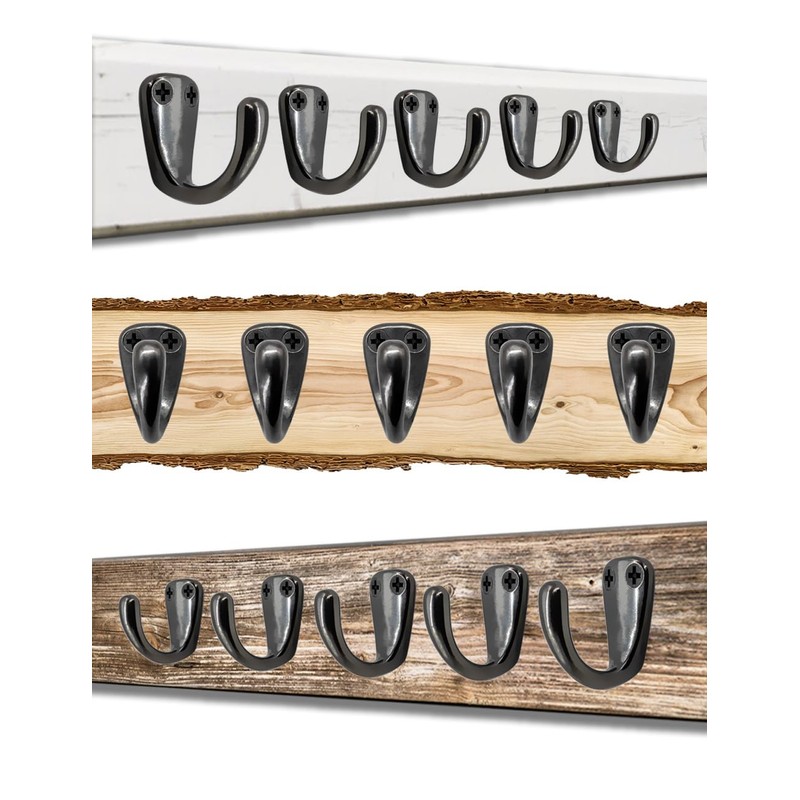 Fuxxer Classic Coat Hooks, Towel Hooks, Iron Hooks, Anthracite, Black,