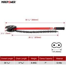 MAXPOWER Chain Wrench, 35-inch Heavy Duty Chain Pipe Wrench with 26.4-inch Length of Chain, Fits Max 7-inch Diameter