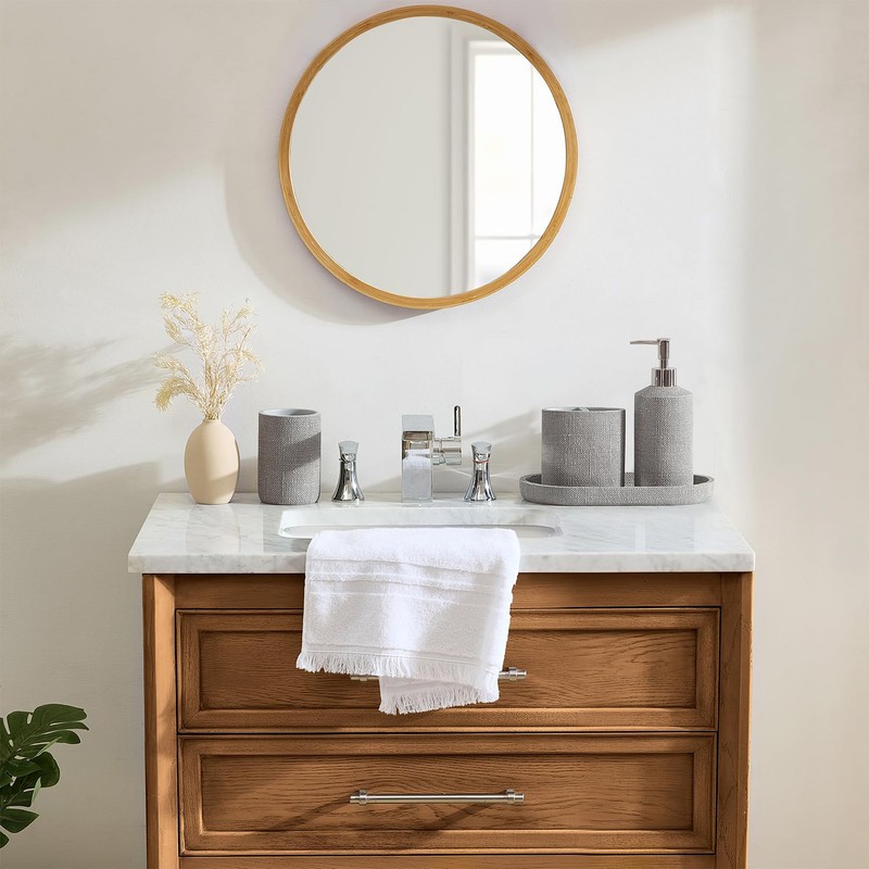 Tahari Home - Bathroom Set, Resin Countertop Accessories, Includes Toothbrush