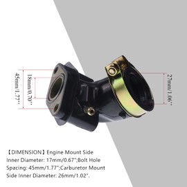 JOYYANGFANG Intake Manifold for Chinese Scooter Moped ATV Go Kart 4-Stroke GY6 50cc 80c 100cc 139QMB 139QMA Engine