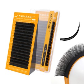 NAGARAKU Flat Ellipse Eyelash Extensions, 5TH GEN AIR SERIES Double Tips Lashes Lighter Thinner Flat Split Tips Individual Lash Matte Black Classic False Eyelashes 16 Rows -0.20 C Curl 9mm