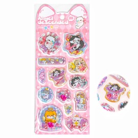 Rich Peach Stickers, 3D, 3D, Cute, Set of 1, Compatible with Sticker Books, Girls, Children, Gift, Smartphone Decoration, DIY, Notebook, Stickable, Craft Supplies, Scented Ball, Waving Sticker, Cat