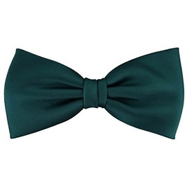 TigerTie Pre-tied Satin Bow Tie - Plain Colour + Gift Box, Green, petrol, dark turquoise
