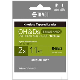TIEMCO 175002311020 Leader Overhead & Dee Sinking Single, Nylon, 11FT, 2X, Stealth Gray