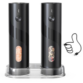 Rechargeable Electric Salt and Pepper Grinder Set with Base