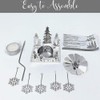 Silver Winter Cabin Candle Spinner - Silver Plated Laser Cut