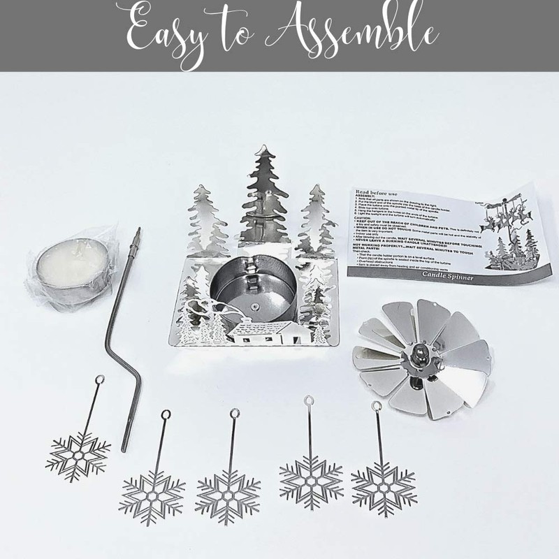 Silver Winter Cabin Candle Spinner - Silver Plated Laser Cut