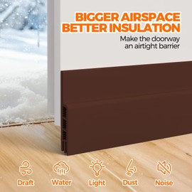 Holikme Door Draft Stopper Under Door Draft Blocker Insulator Doors Sweep Weather Stripping Noise Stopper Strong Adhesive, Brown