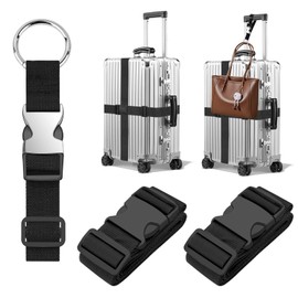 BILIONE 3Pcs Luggage Straps Set - 2 Suitcase Straps 70'' Long and 1 Add A Bag Strap, Adjustable Nylon Travel Belt TSA Approved