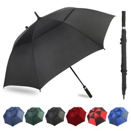 ZDSSM Umbrella Golf 54/62/68/72 Inch Extra Large Oversize Umbrellas for Rain Windproof Automatic Open Double Canopy Vented Stick Umbrellas for Men and Women(Black 54 Inch)