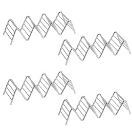 tooloflife Taco Holder Stand, 4 Pcs Stainless Steel Wave Shaped Taco Tray Stands for Tortillas Burritos Hot Dogs, Can Hold 3 or 4 Tacos