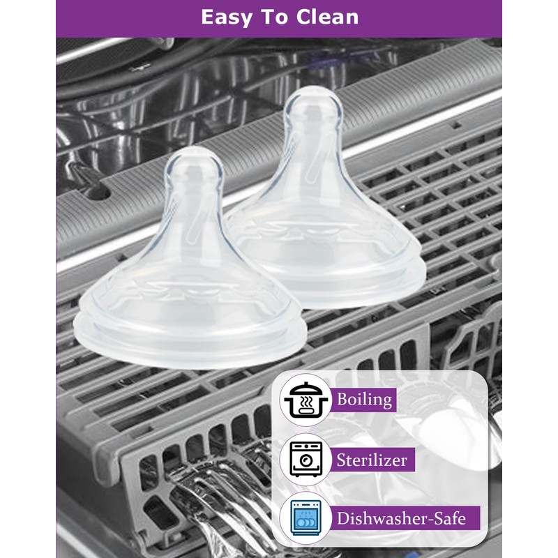 Silicone Nipple for Dr.Brown's Wide-Nick Baby Bottle & Glass Bottles,Level