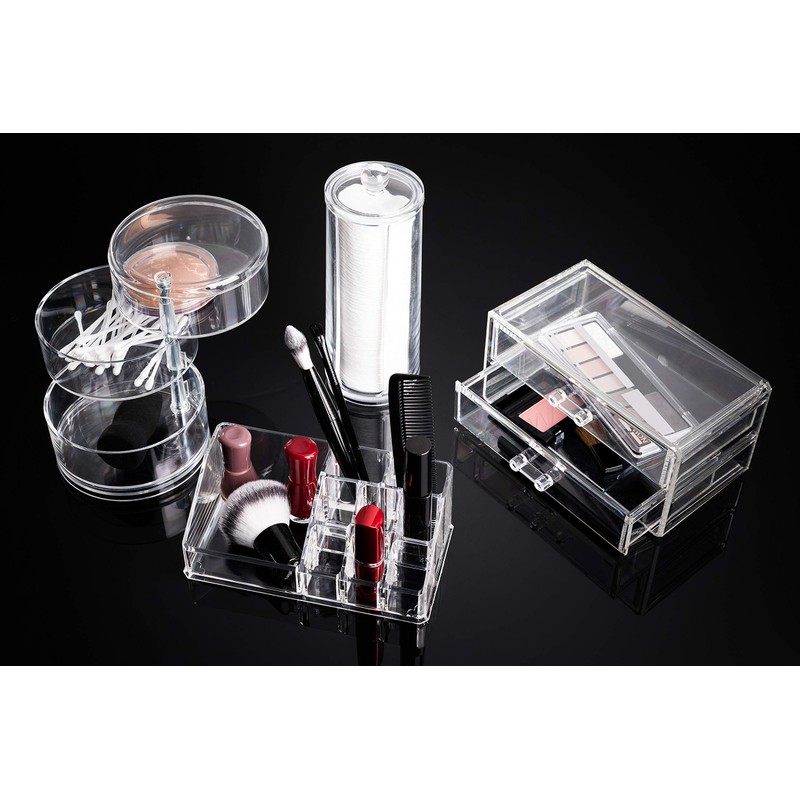 axentia Makeup Organiser, Plastic, Transparent, Diameter Approx. 11.7 cm