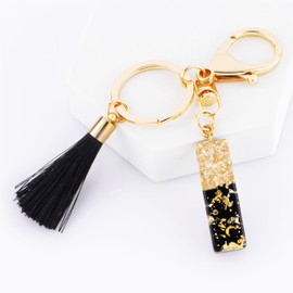 Suweibuke Fashion Black Key Chains for Women Girls, Initial Letter Keychains with Tassel, Charms for Key Purse Handbags Backpacks (Black-I)