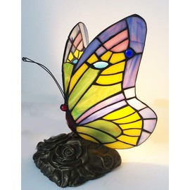 HUIMEIJU Tiffany lamp Butterfly Blue Glass HMJ8060 Stained Glass Style Butterfly Table lamp Tiffany