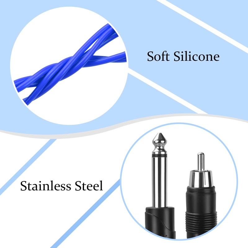 ATOMUS Tattoo RCA Connector Clip Cords 5.68ft 1.73m Silicone Wire