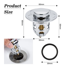 2 PCS Sink Plug Replacement Universal Pop Up Sink Plugs with Drain Strainer,Drain Sink Plugs with Basket Hair Catcher,Pop Up Sink Stopper for Kitchen and Bathroom,Kitchen,Bath for 34-40mm Drain Holes