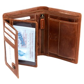 Wildery® #WI108C Men's Leather Wallet with RFID Protection in Portrait Format Brown, brown, M, Classic