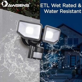 AWSENS 40W LED Security Lights Motion Sensor Light Outdoor, 180 Degree, 4000 LM Motion Security Light, 5000 K, ETL Water Resistant, Clear 2 Head Motion Detector Flood Light for Garage, Yard (Black)