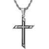 murtoo Cross Necklace for Men, Stainless Steel Embossed Cross Pendant