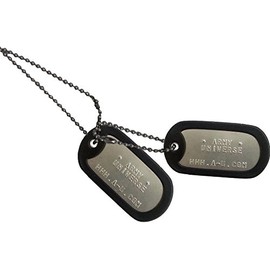 Matte Stainless Steel US Military Dog Tag Set - Black Silencer