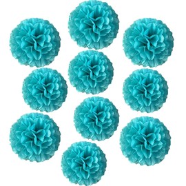 10pcs 8in 10in Paper Pom Poms Blue Tissue Paper Flower Hanging Paper Flower Balls Wedding Party Flower Decorations DIY Art Craft Blooms for Birthday Baby Shower Nursery Decor