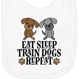 inktastic Dog Trainer Eat Sleep Train Dogs Newborn Bib White 42f79
