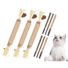 NON-SQUARE Silvervine Sticks for Cats, 9 PCS Natural Catnip Chew Toys for Kittens Teeth Cleaning, Matatabi Chew Sticks Cat Teeth Cleaning Toy, Increase Appetite, Calm Cat Anxiety and Stress(Bell)