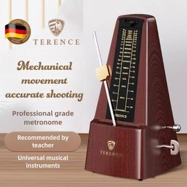 Terence Mechanical Metronomes for Piano Guitar Violin Bass Drum and Other Musical Instruments Loud Sound and High Precision Track Beat and Tempo for Beginners (Wood Grain) - Color: JPQ-BLACK-US